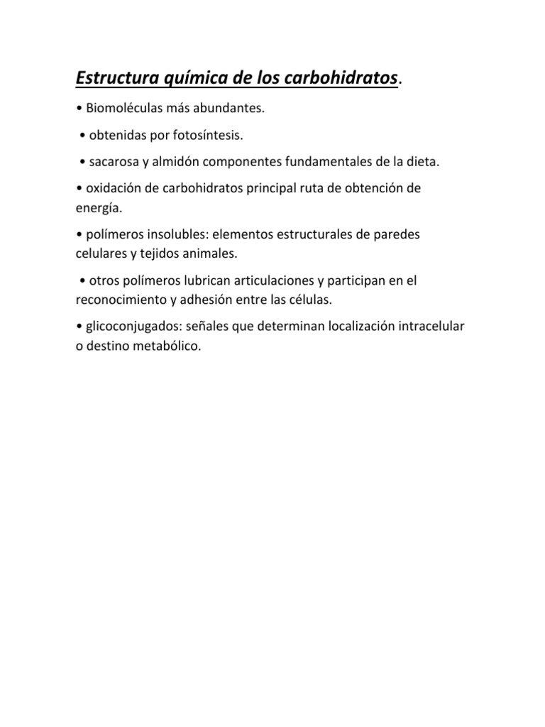 Estructura Química de Los Carbohidratos | PDF | Carbohidratos | Sacarosa