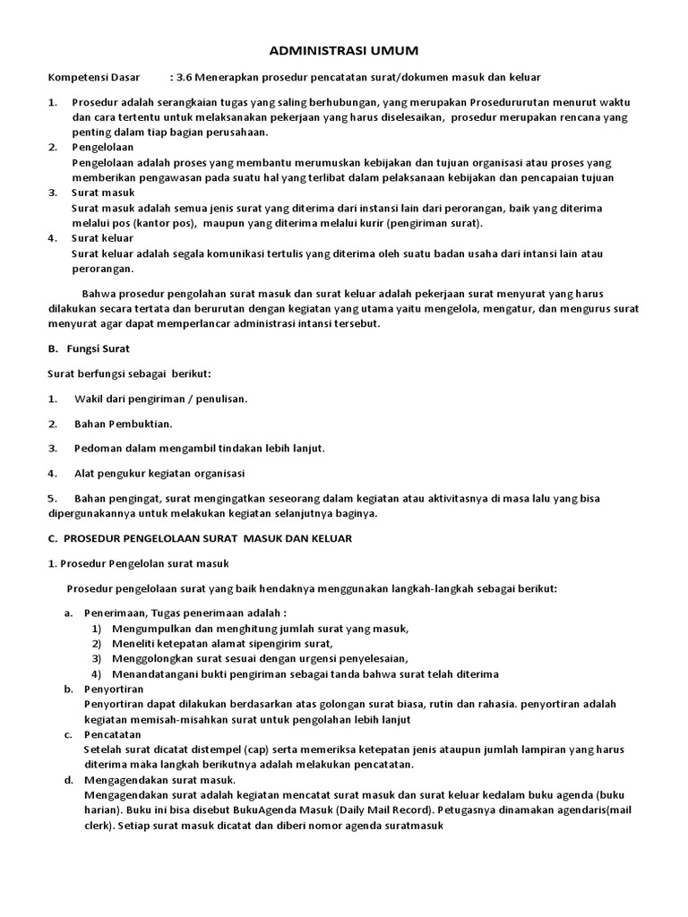 Prosedur Pencatatan Surat Atau Dokumen Masuk Dan Keluar ...