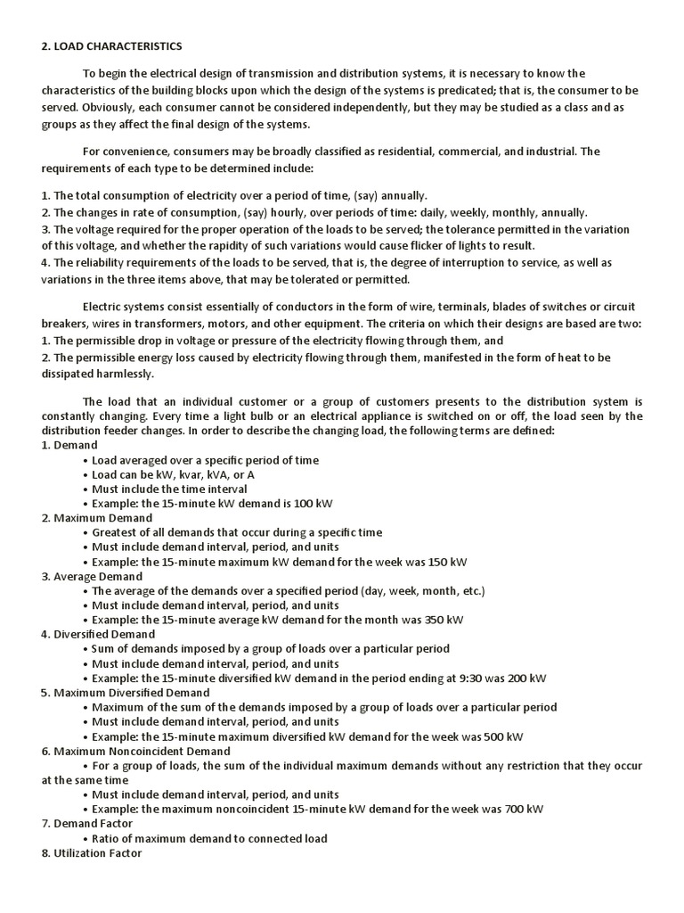 Load Characteristics in Electrical Design | PDF | Electric Power ...