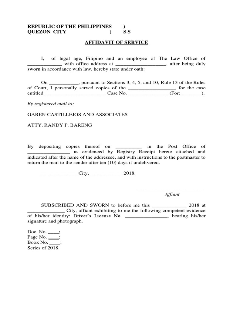 Affidavit of Service | PDF