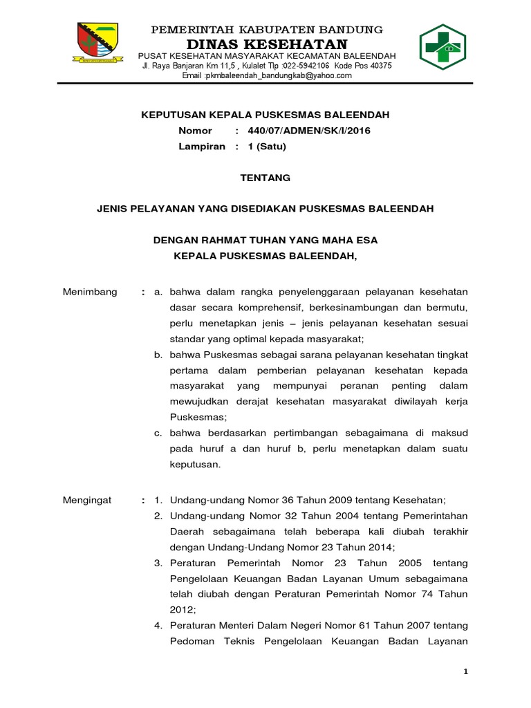 E P 1 Sk Jenis Pelayanan Pdf