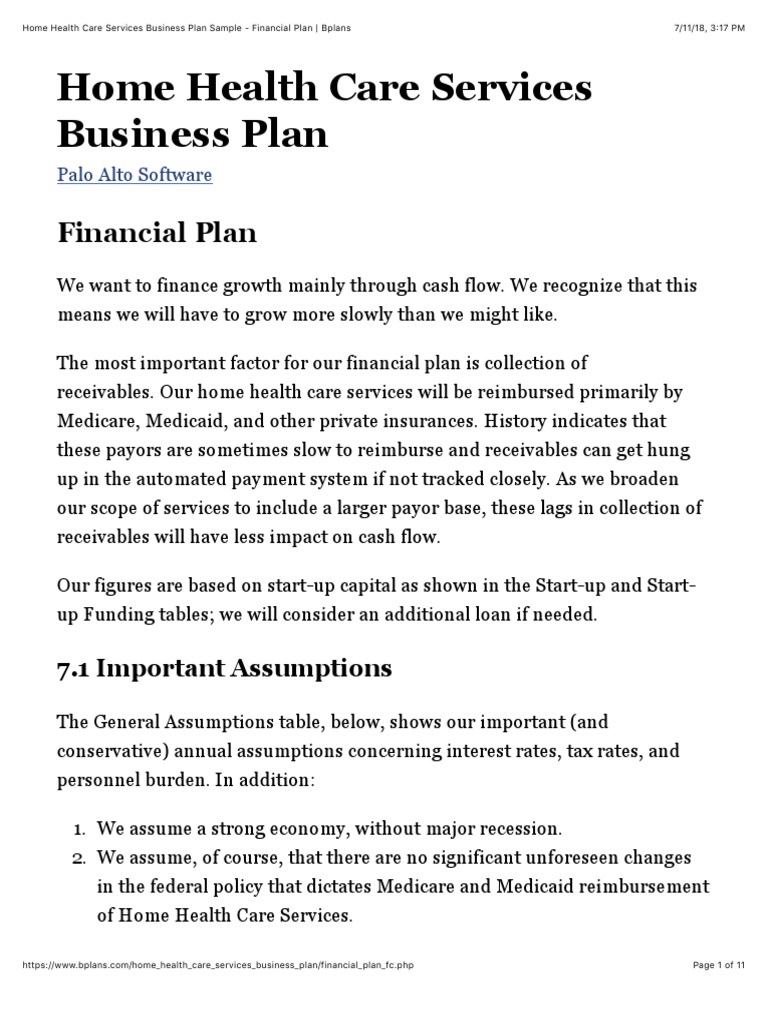 home health care agency business plan