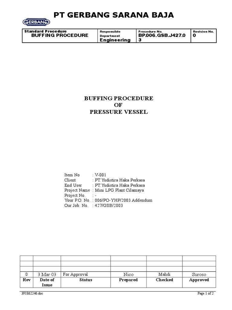 Buffing Proc PDF Industrial Processes Building Materials