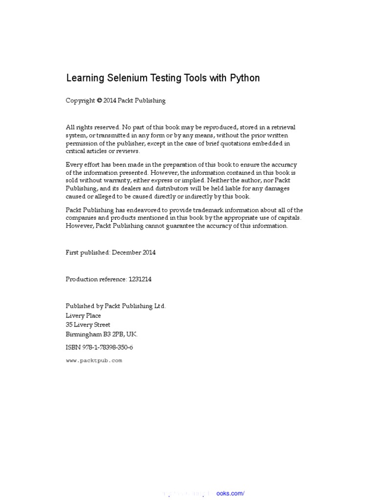 Learning Selenium Testing Tools With Python | PDF