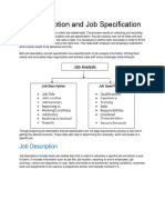 Job Description and Specification Analysis