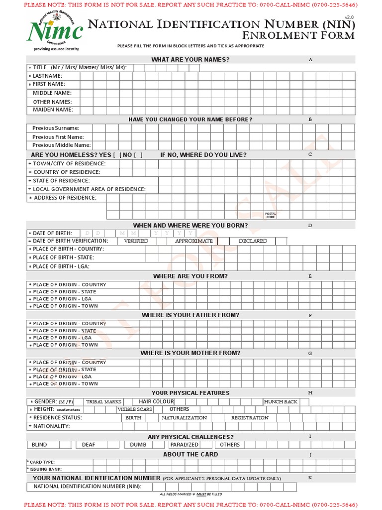 Form Of National Id Card