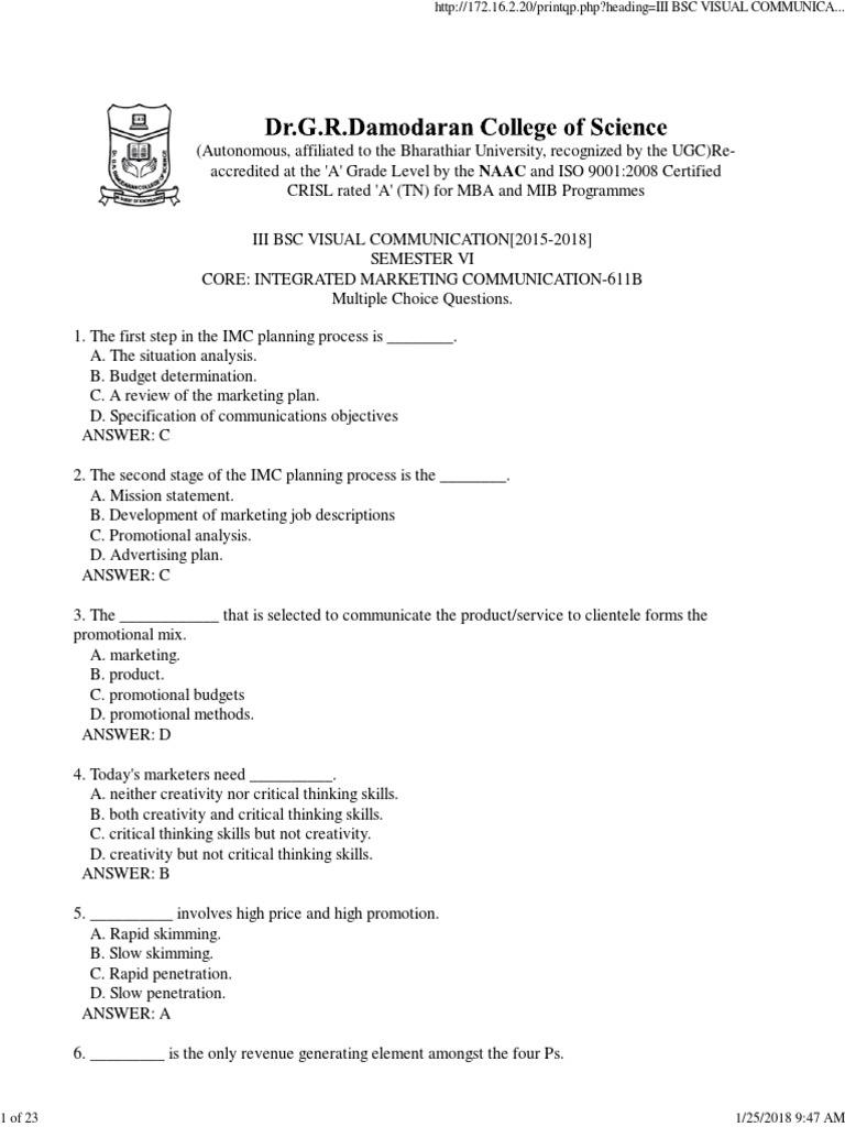 Imc - 611B | PDF | Marketing Communications | Marketing