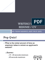 Writing Your Resume / CV: Md. Tapan Mahmud, Asst. Prof. (Bup)