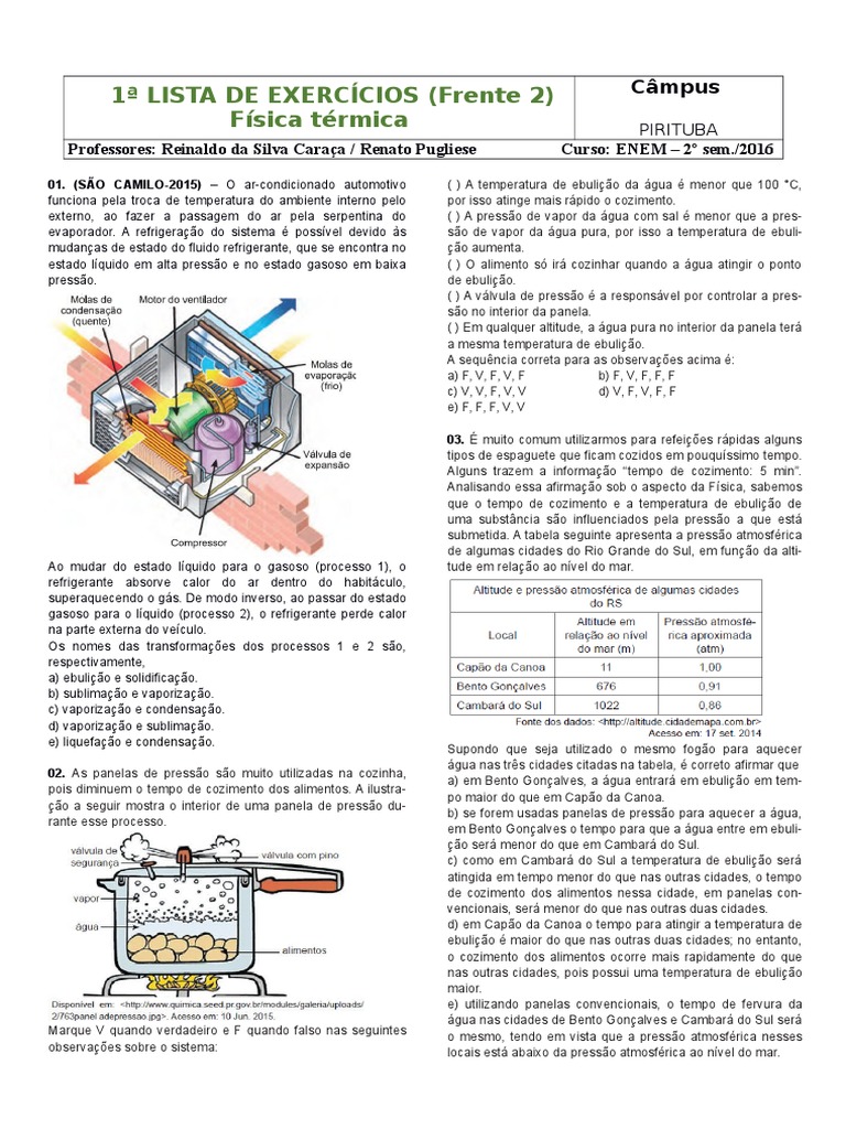 Exercícios de Física Térmica para ENEM | PDF | Calor | Transferência de ...