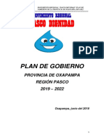 Plan de Gobierno Provincia de Oxapampa, Región Pasco 2019 - 2022