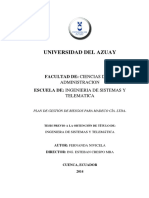 Universidad Del Azuay: Facultad De: Ciencias de La