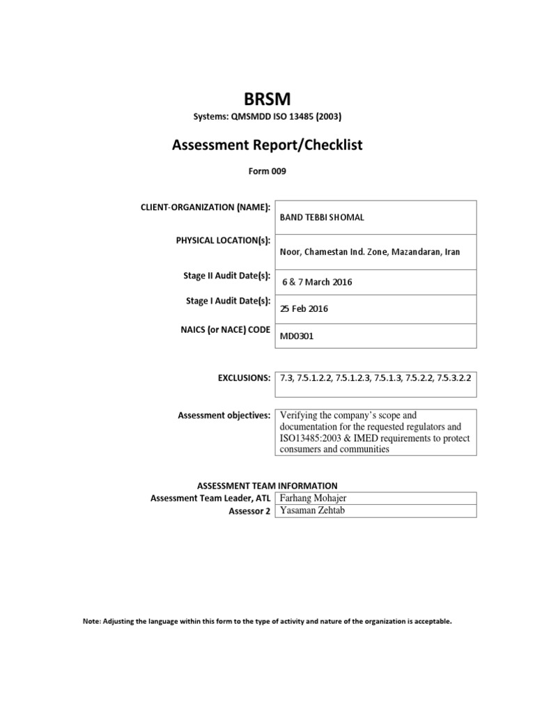 Brsm Form 009 Qms Mdd Bts Risk Management Verification And Validation