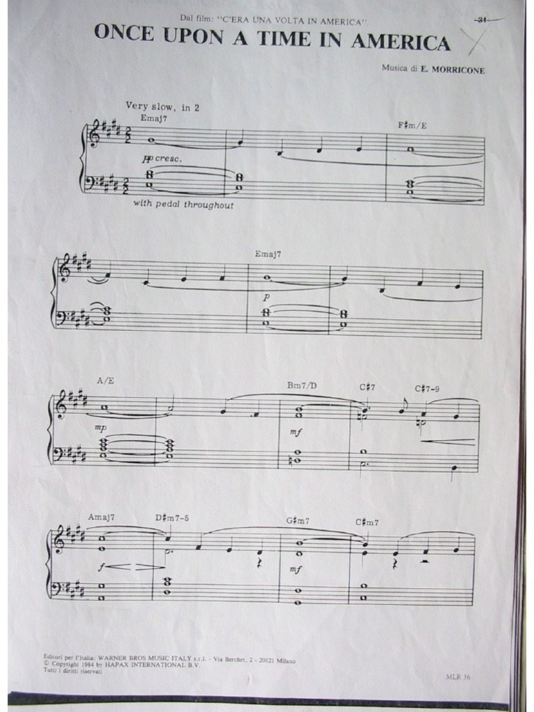 C Era Una Volta In America Colonna Sonora Spartito