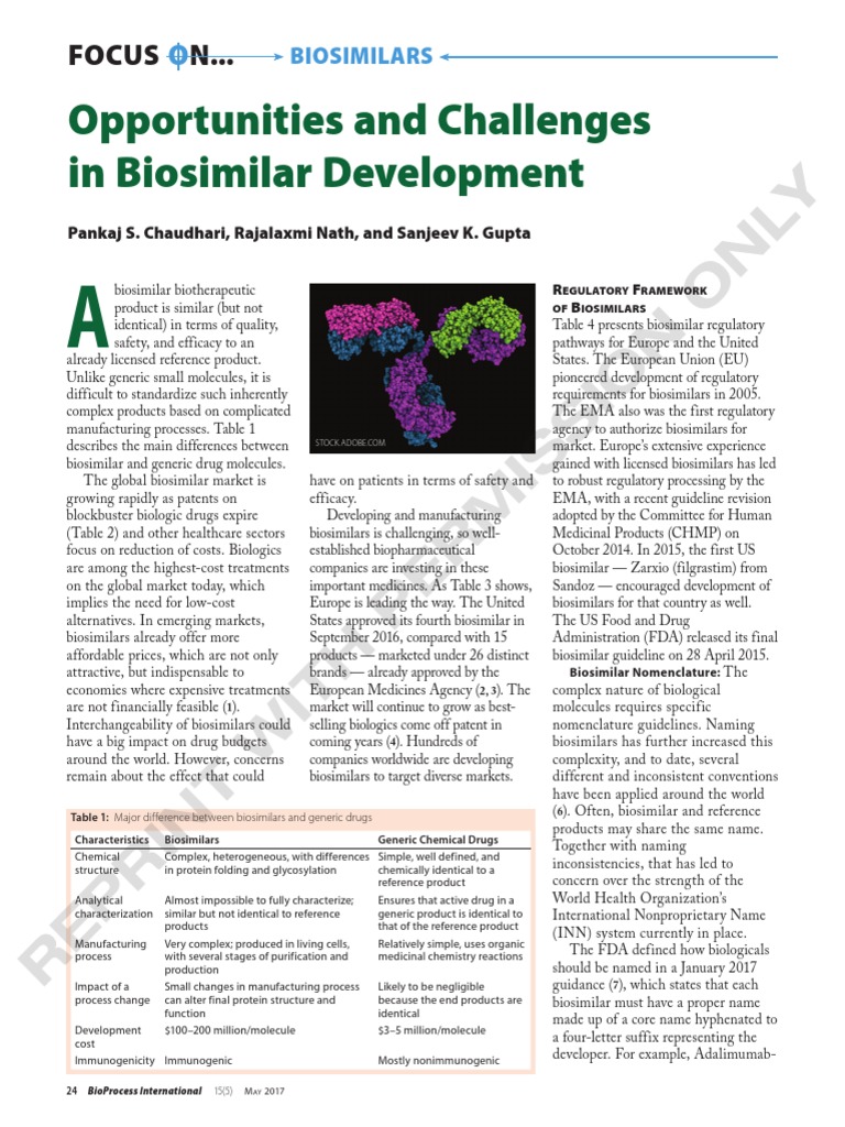 Opportunities and Challenges in Biosimilar Development: Focus N.. | PDF ...