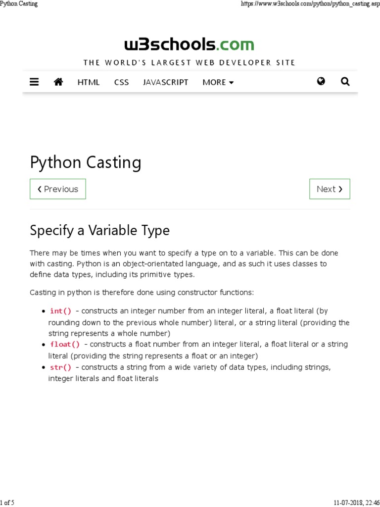 Python Casting: Specify A Variable Type | PDF | Bootstrap (Front End ...
