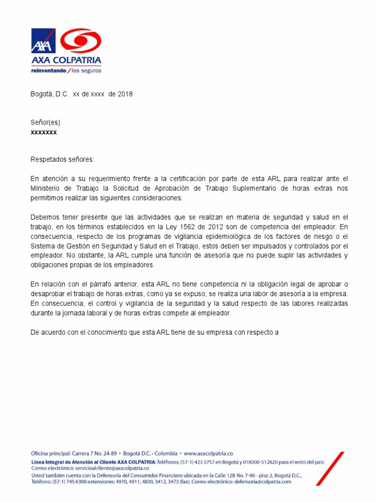 Formato Certificado Horas Extras 2018  PDF  Labor  Business