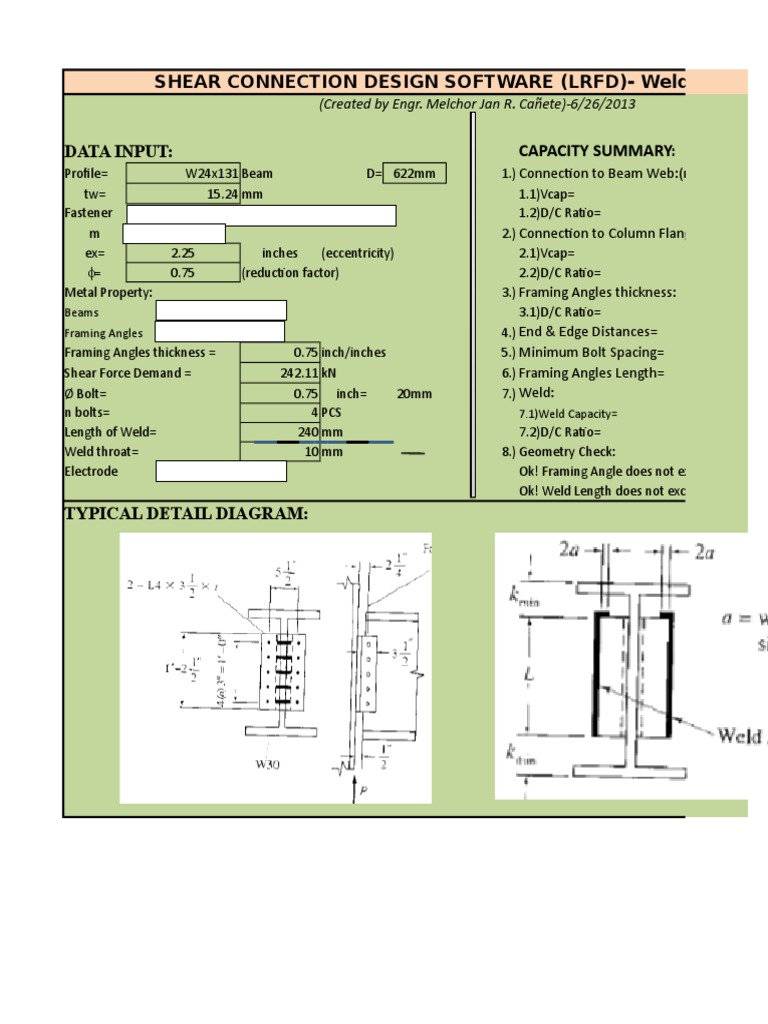 Simple Shear Connection Design(1) Screw Welding