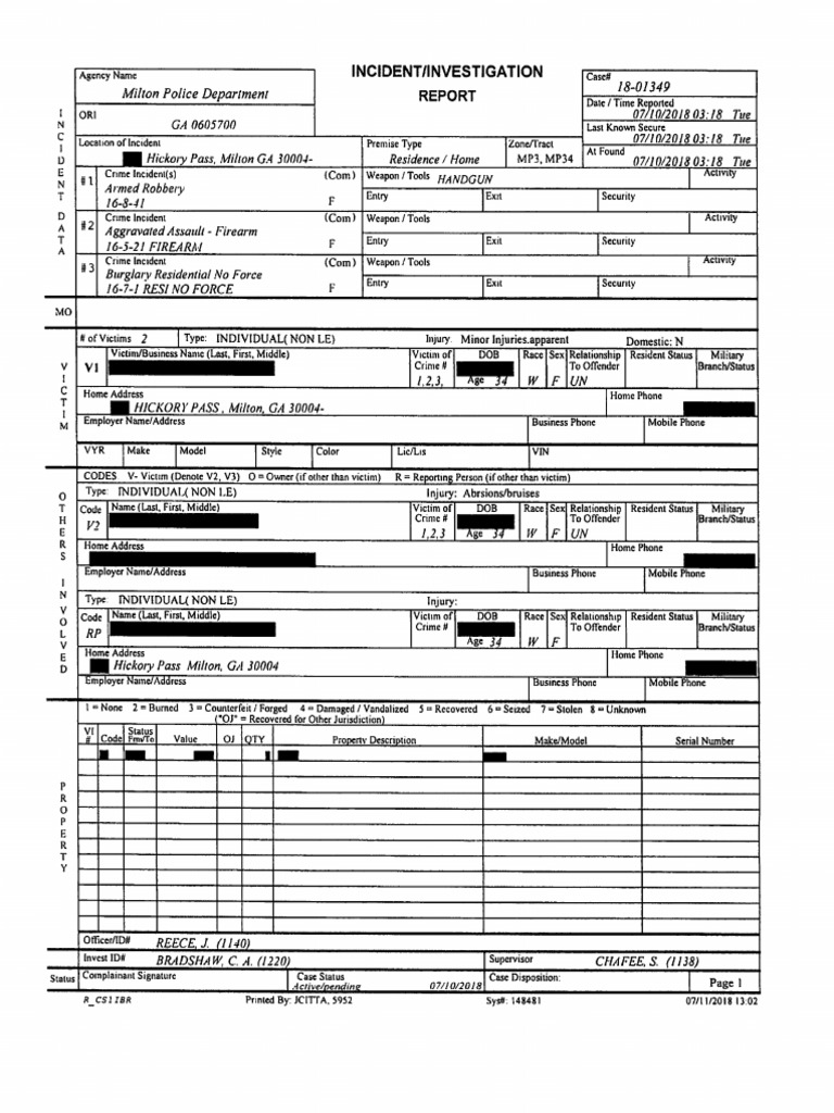 Milton Police Report