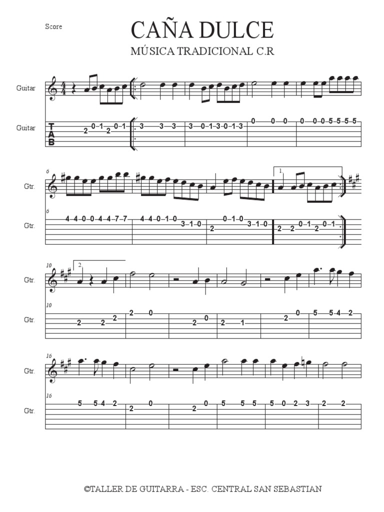 Cana Dulce Taller De Guitarra Score cana dulce taller de guitarra score