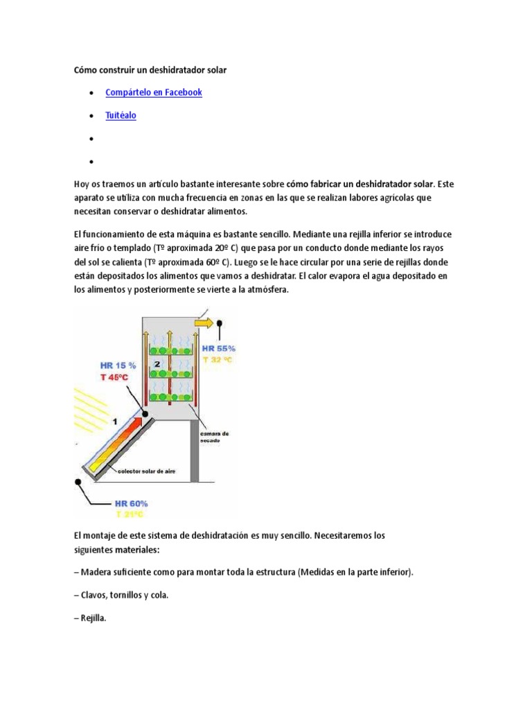 Construir un deshidratador solar