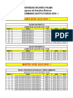 Rol de Examenes Sustitutorios 2018 I