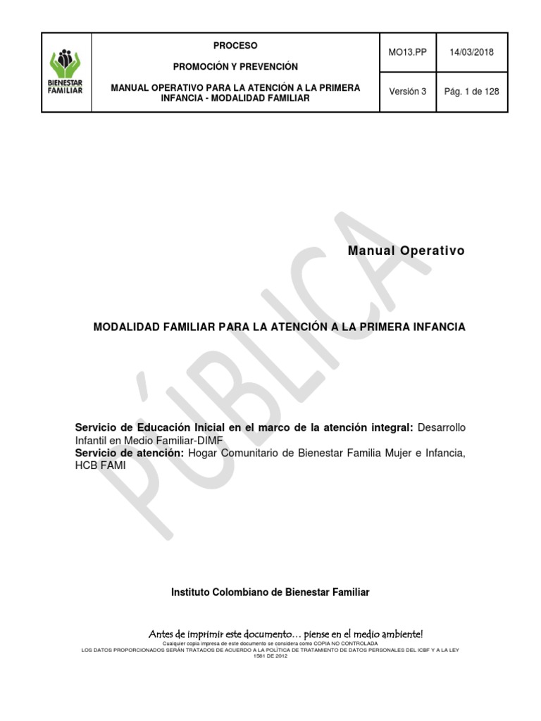 Manual de Atención a la Primera Infancia | PDF | Invalidez | Educación ...