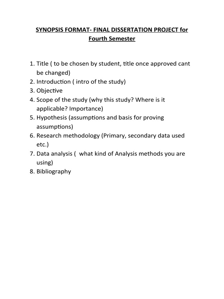 Dissertation Project Synopsis Guide | PDF