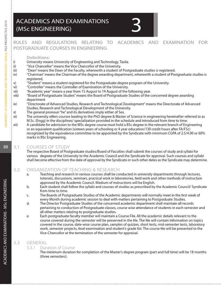 Rules Regulations MSC ProspectusPG | PDF | Postgraduate Education | Thesis