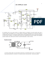 Amplificador estereo 100W canal circuito PCB