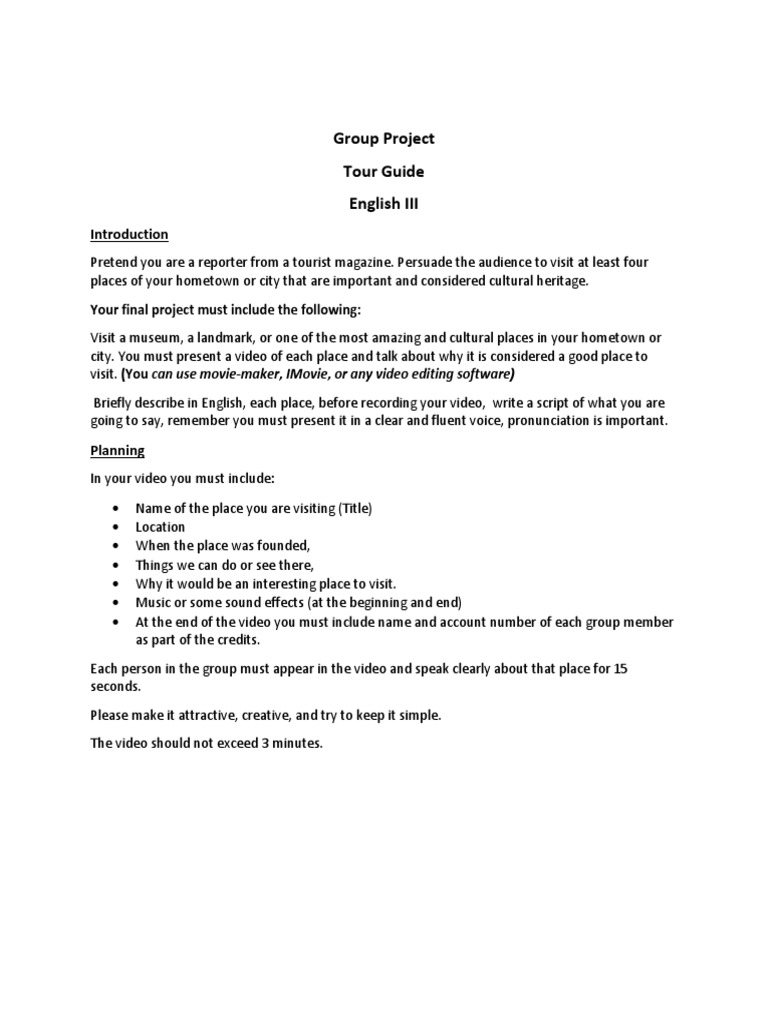 Group Project Video Guidelines English III | PDF | Part Of Speech ...