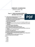 Intermediate Examination: Paper-9: Operation Management and Information Systems