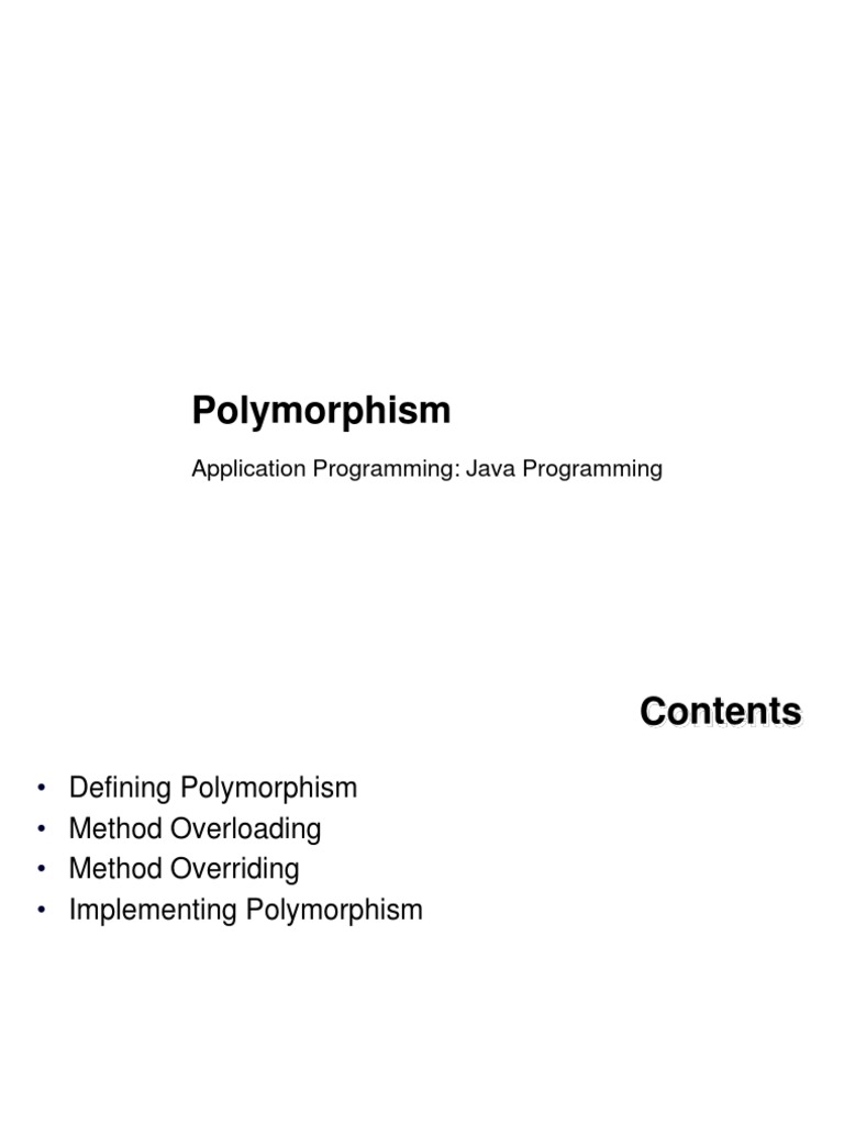 Polymorphism: Application Programming: Java Programming | PDF | Method ...