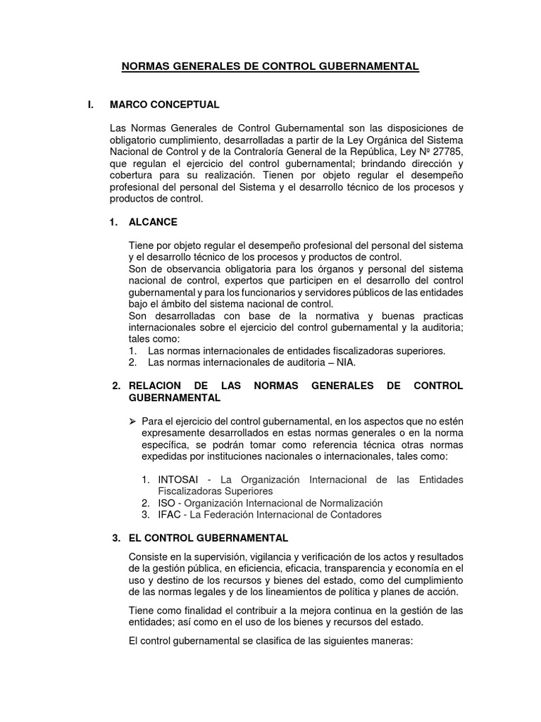 Normas Generales de Control Gubernamental | PDF | Calidad (comercial ...