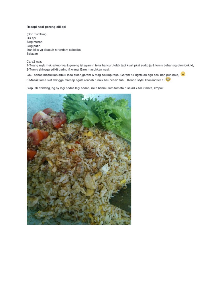 Resepi Nasi Goreng Cili Api