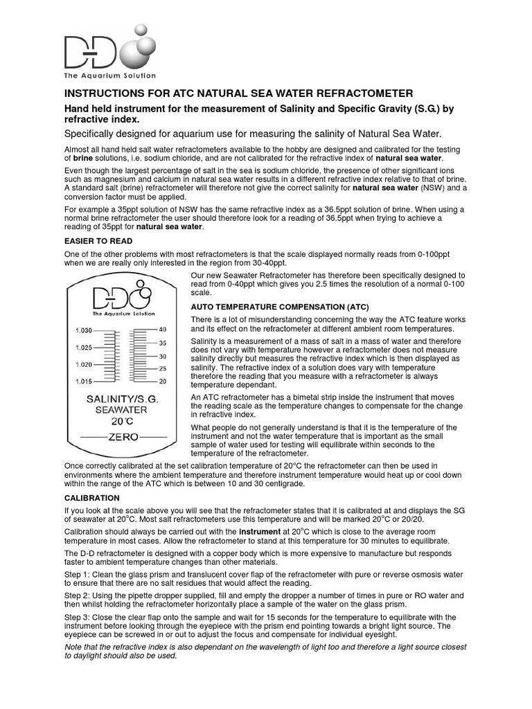 Measuring and Understanding Salinity An Instruction Manual for Using a