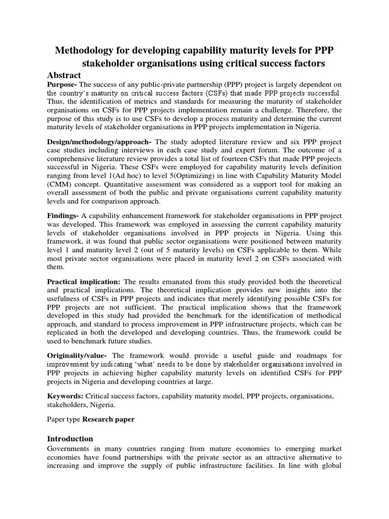 PPP Capability Maturity Framework in Nigeria | PDF | Public–Private ...