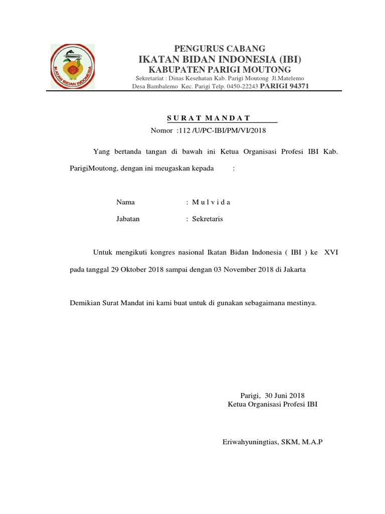 Contoh Surat Mandat Anisasi Doc Nusagates