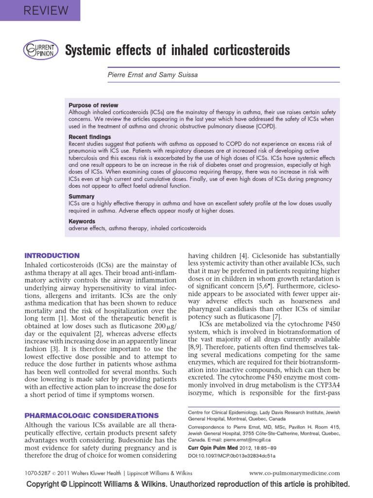 Systemic Effects of Inhaled Corticosteroids Review PDF Asthma