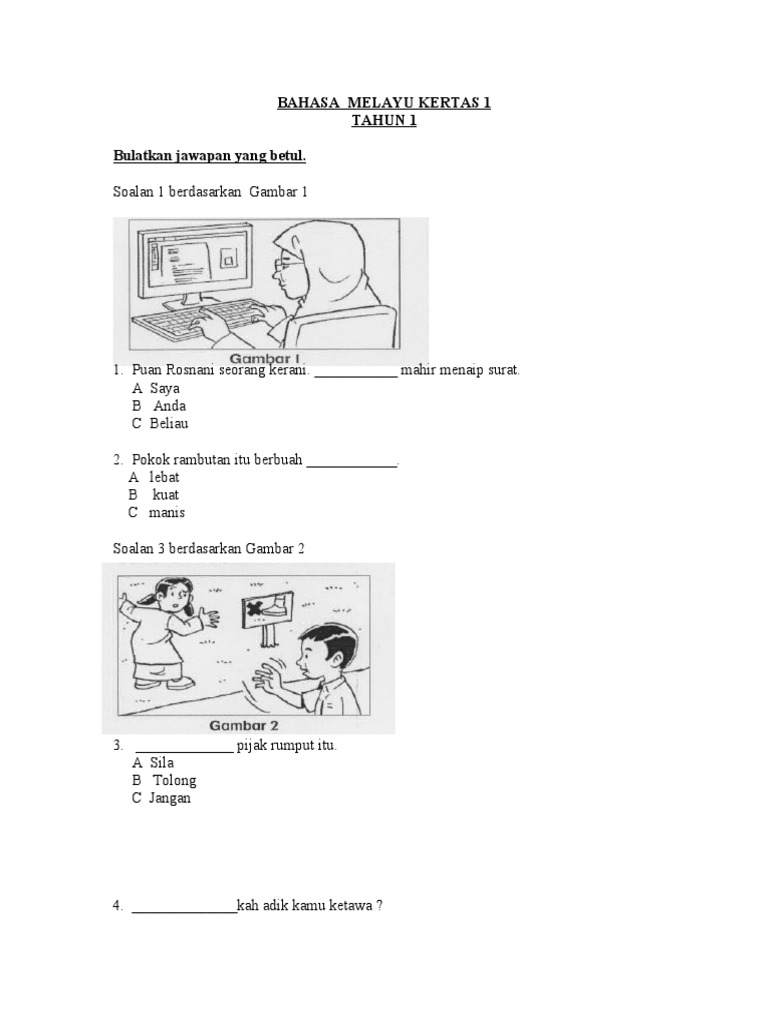 Contoh Soalan Ujian Bulanan Matematik Tahun 4 - Kecemasan l