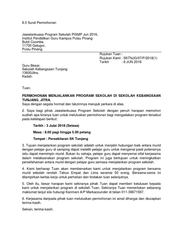 (Lampiran 5) Surat RASMI | PDF
