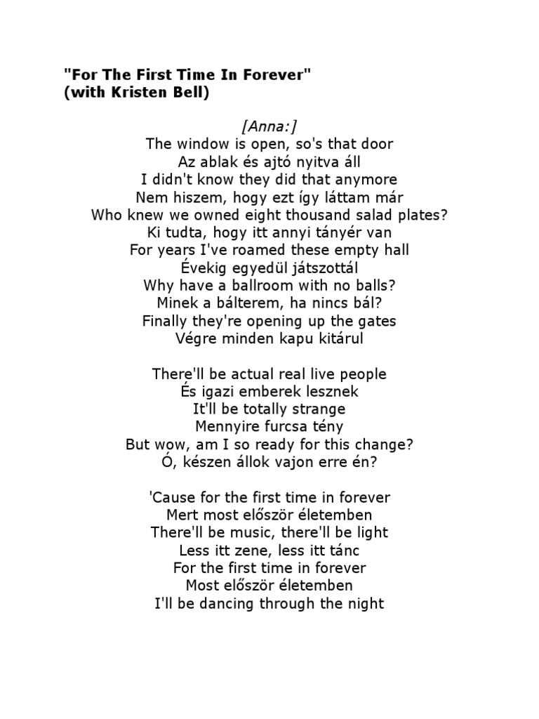"For The First Time In Forever Lyrics" | PDF | Leisure