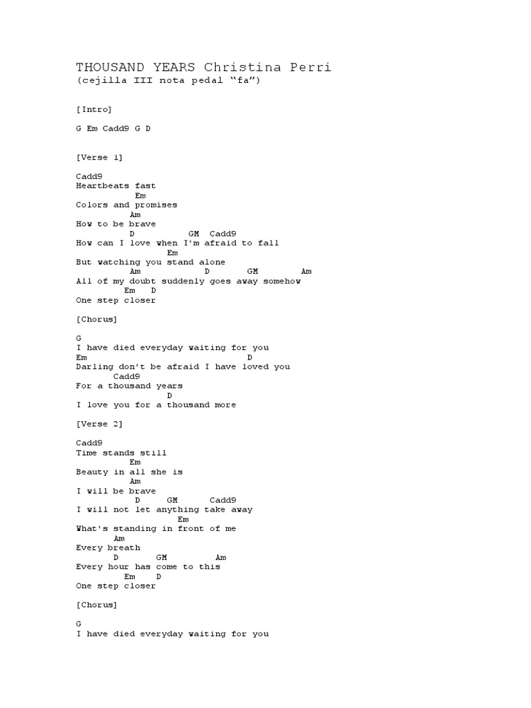 A Thousand Years - Christina Perry Pdf | Pdf
