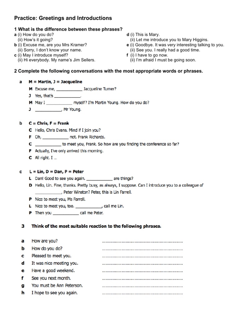 Practice Greetings Numbers Pdf