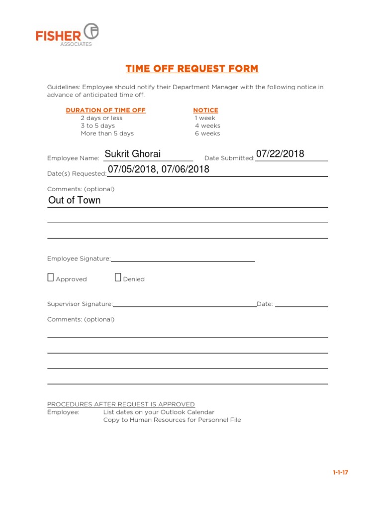Time Off Request Form Guidelines | PDF | Career & Growth | Business