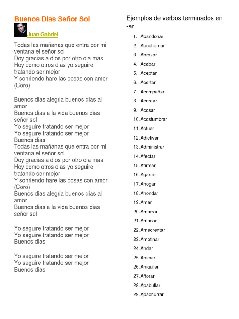 Buenos Dias Señor Sol Pdf Naturaleza Agitación