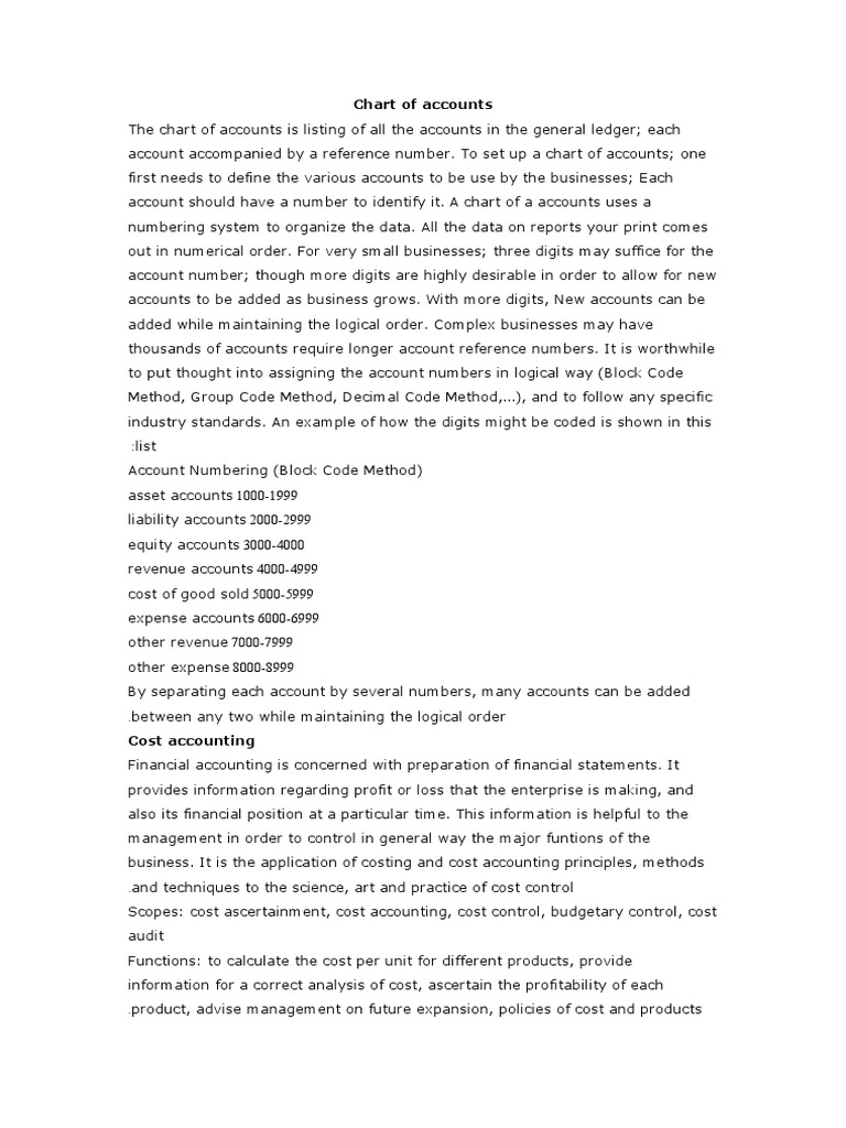 Chart of Accounts | PDF | Debits And Credits | Expense