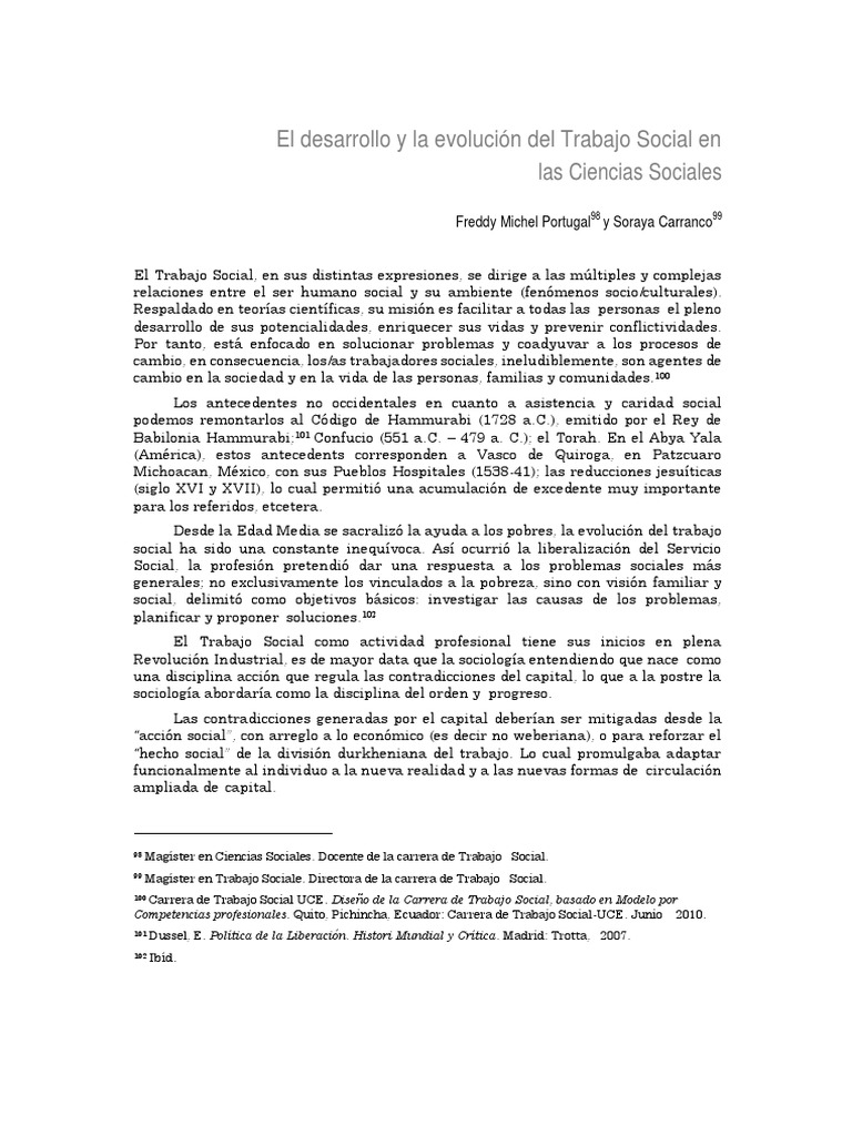 El Desarrollo y La Evolución Del Trabajo Social | PDF | Trabajo Social