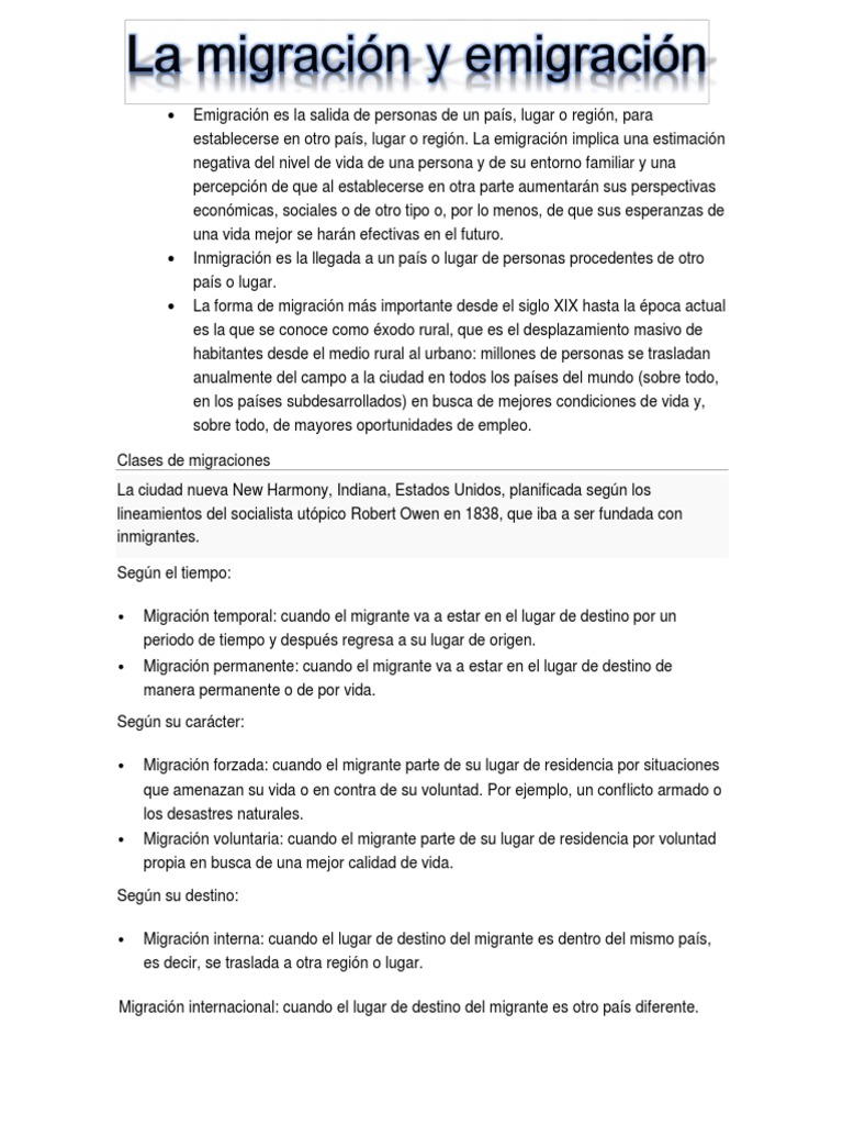 Emigración | PDF | Migración humana | Emigrantes