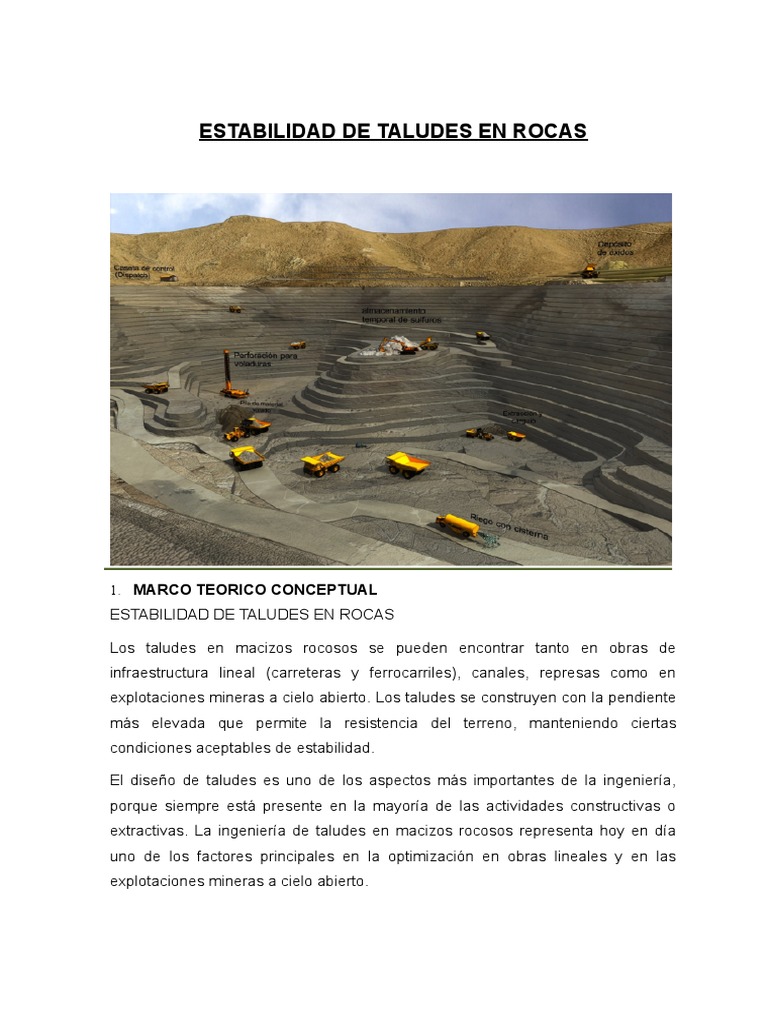 Estabilidad de Taludes en Rocas | PDF | Excavación (Arqueología) | Minería
