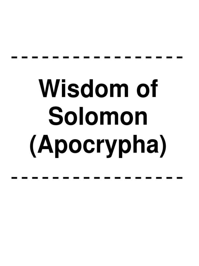 Wisdom of Solomon Apocrypha Text PDF Wisdom Last Judgment